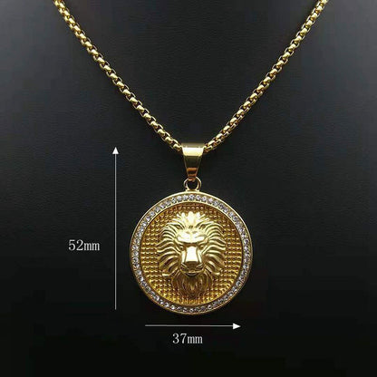 Animal Hip Hop Gold Plated Zircon Lion Head Pendant