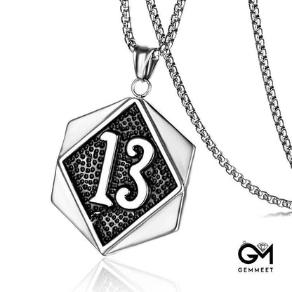 Stainless Steel Figure 13 Pendant Necklace