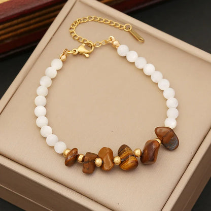 Natural Irregular Stone & Shell Jewelry Bracelet