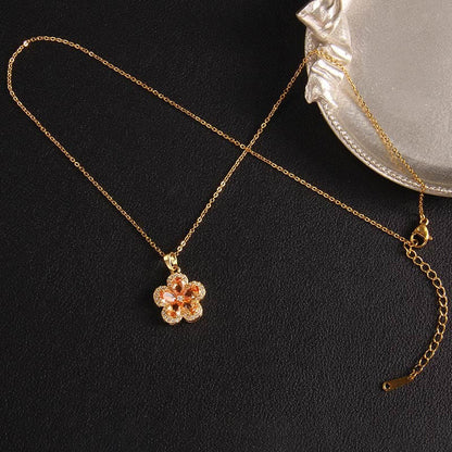 Zircon Four Leaf Clover Flower Necklace