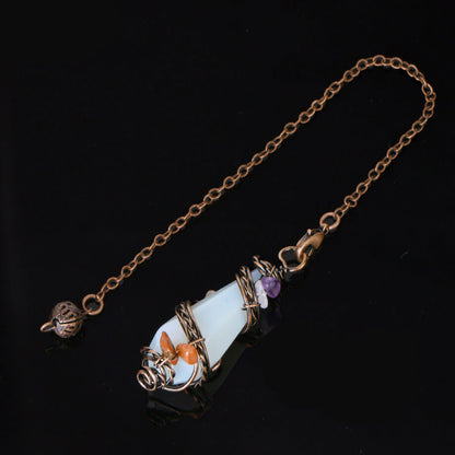 Copper Hand Wound Section Crystal Pillar Diamond Pendant