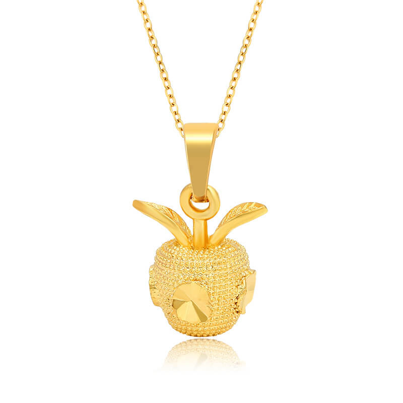 Christmas Apple Gold Plated Alloy Solid Pendant Necklace