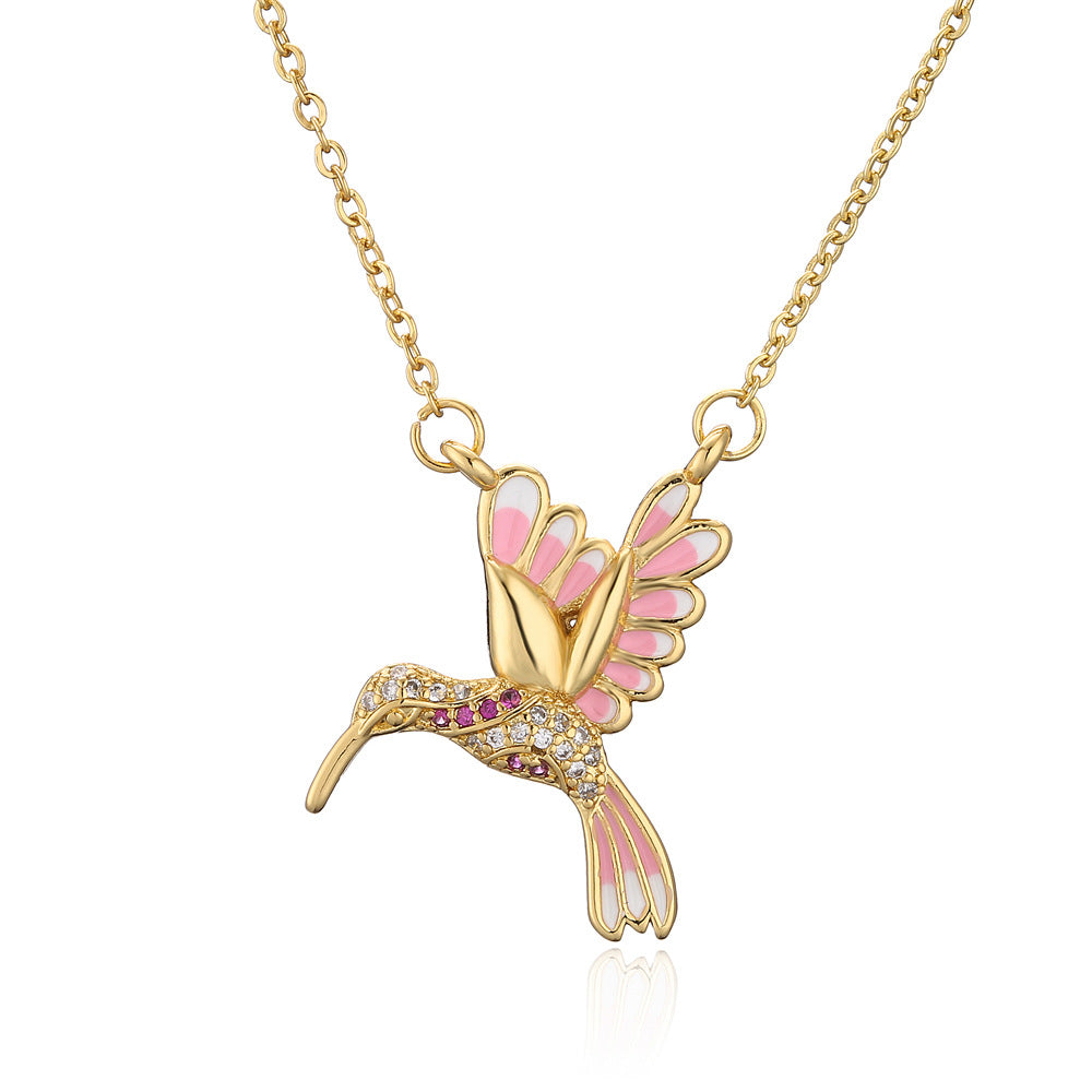 Cute Full Stones Bird Shape Pendant Necklace