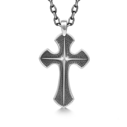 Sterling Silver Retro Punk Cross Pendants Necklace