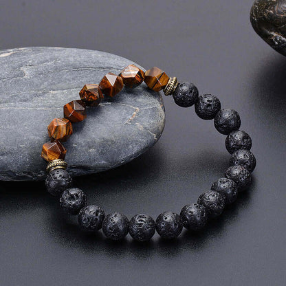 Tiger Eye With Lava Stone Protection Bracelet