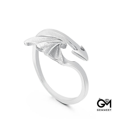 Stainless Steel Arrow Devil Wing Feather Ring