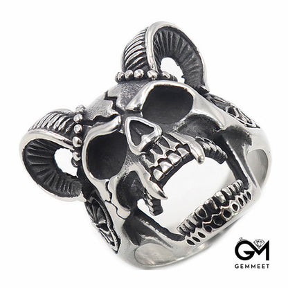 Beauty and The Beast Skull Horn Titanium Steel Ring