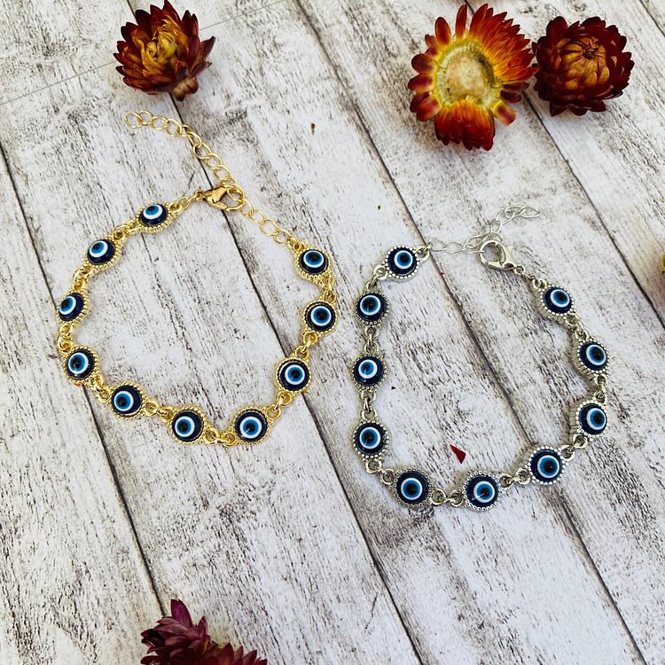 Evil Eye Pendant Gold Silver Bracelet