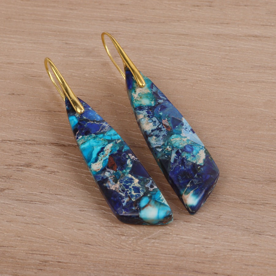 Women Hanging Geometric Floral Pendant Earrings