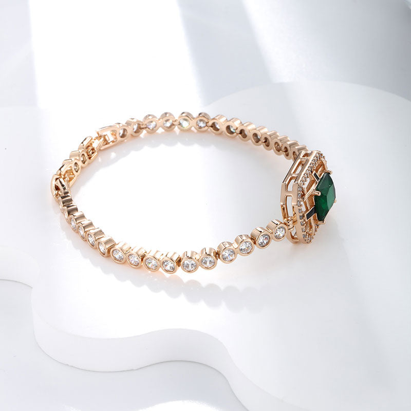 Light Luxury Fashion Cultured Emerald Square Zircon Bracelet