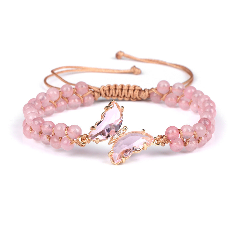 Butterfly Woven Natural Crystal Bracelet