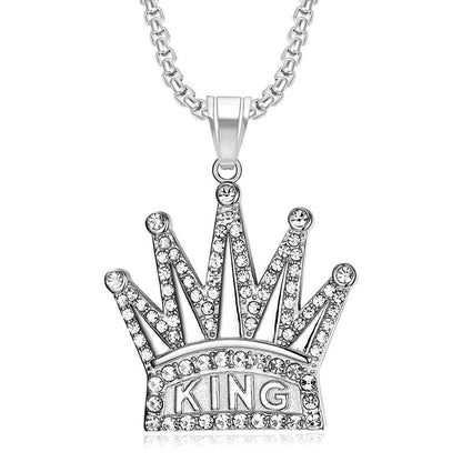 Hip Hop Jewelry Gold Plated Zirconia King Crown Pendant