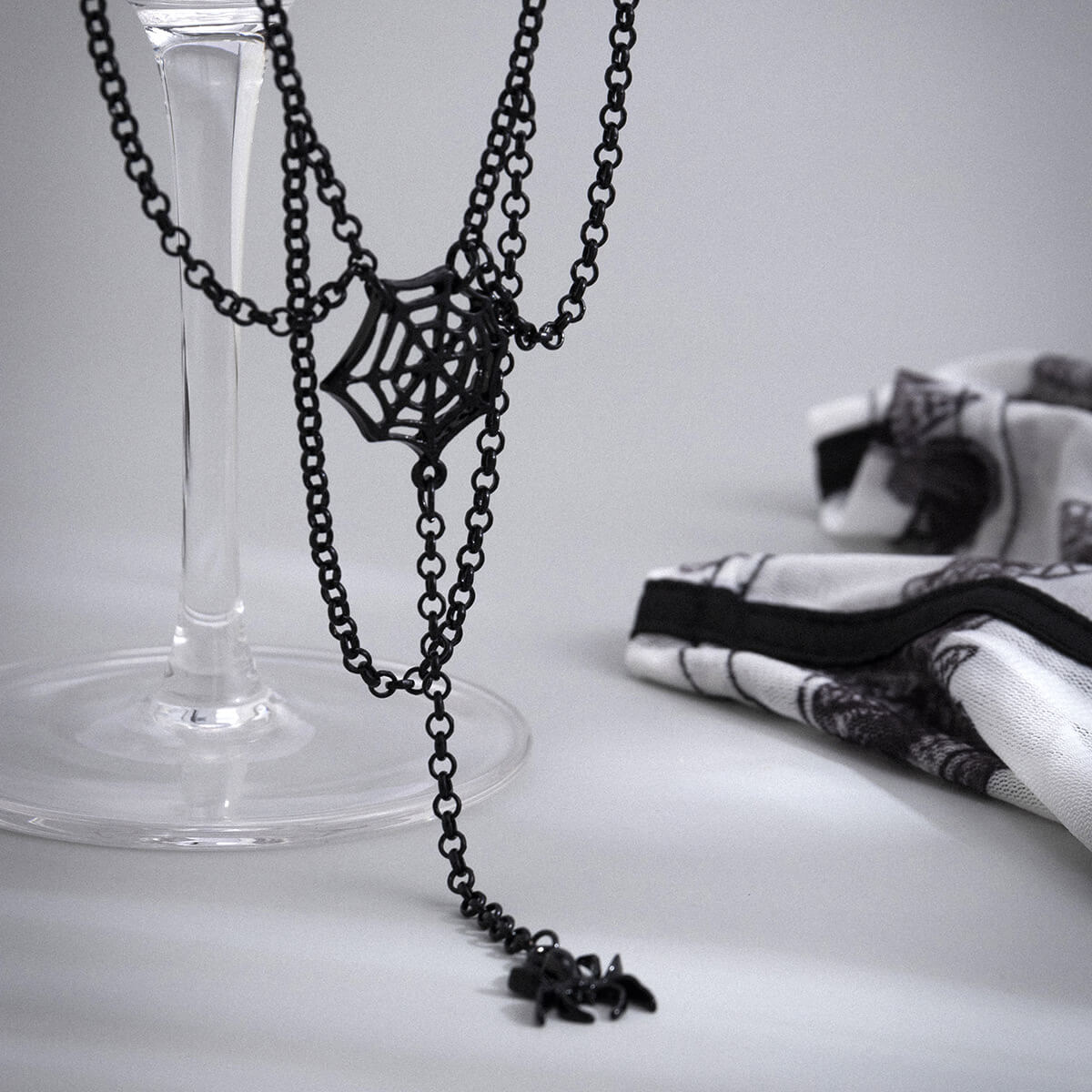 Halloween Spider Stacked Metal Necklace Trendy Personality Punk Style Chain Necklace