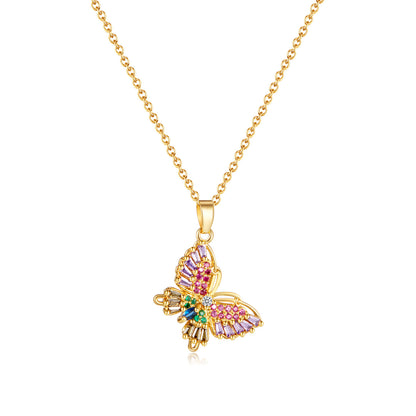 Butterfly Zircon Pendant Necklace