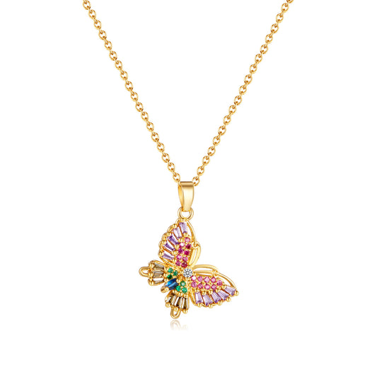 Butterfly Zircon Pendant Necklace