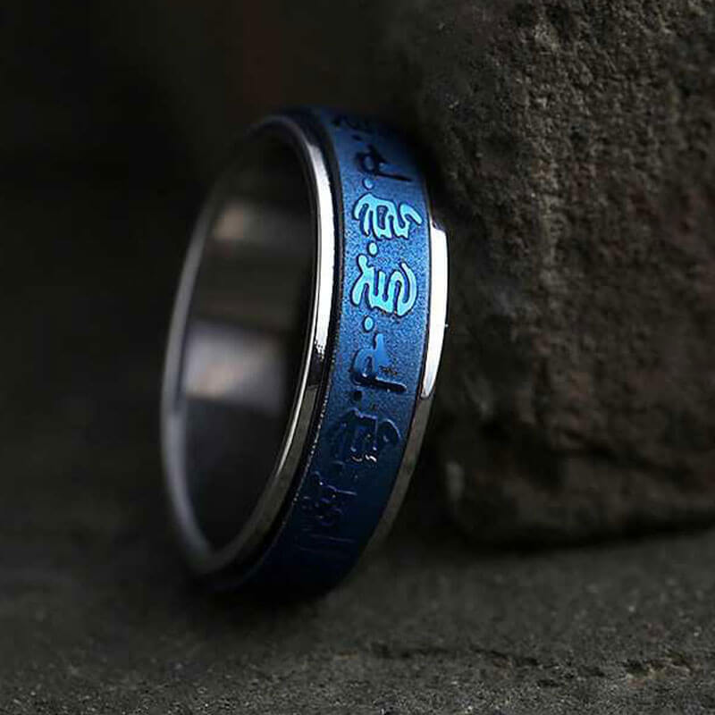 Release Stress Mantra Totem Rotatable Blue Ring