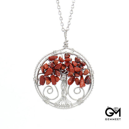 Crystal Tree of Life Double Loop Pendant Necklace