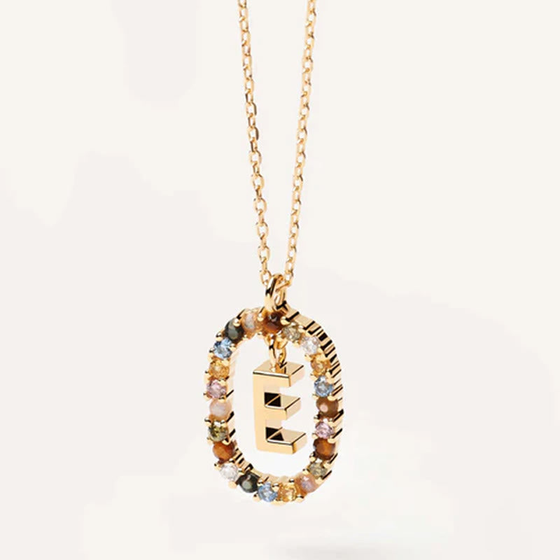 INITIAL LETTER Colourful Zircon Necklace