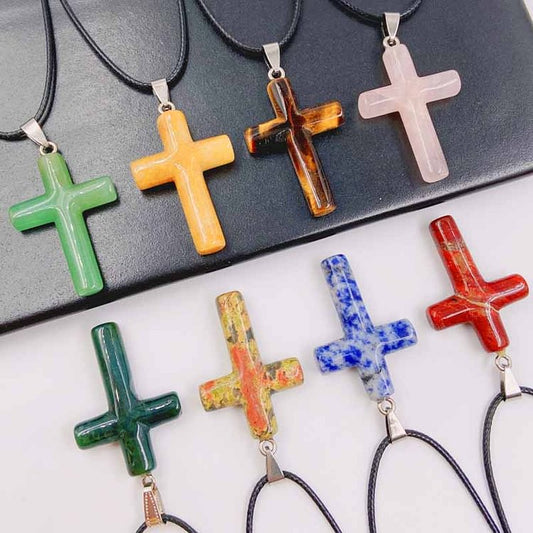 Colour Crystal Cross Healing Pendant