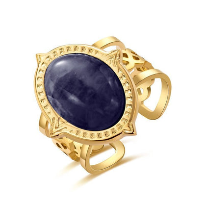 Bohemia Big Oval Cut Stone Hollow Ring