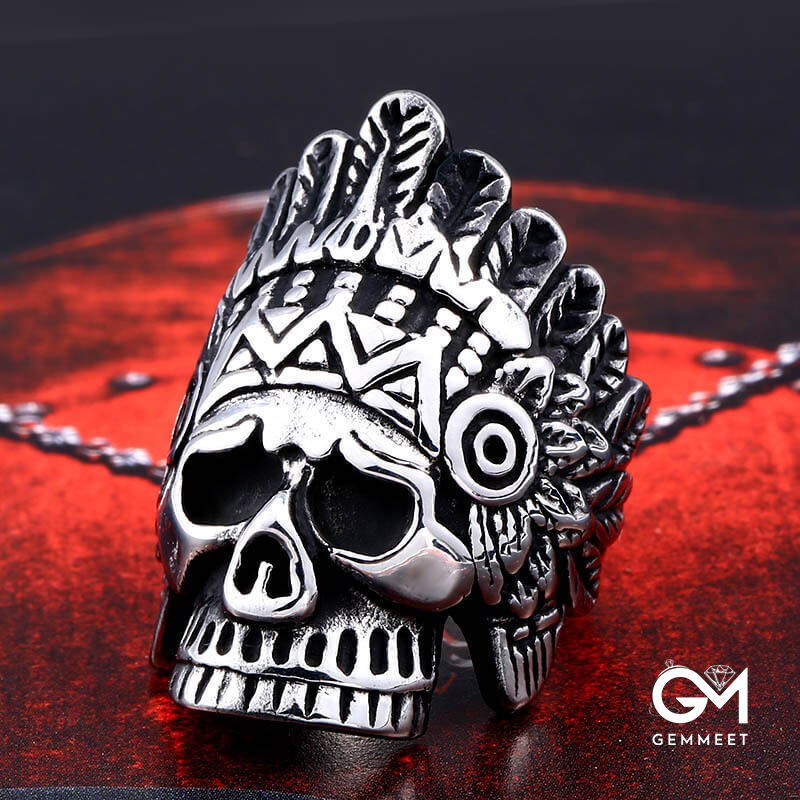 Titanium Steel Exaggerated Punk Skull Ring