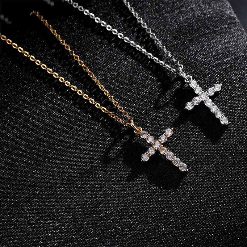 Full Stones Cross Shape Chain Necklace