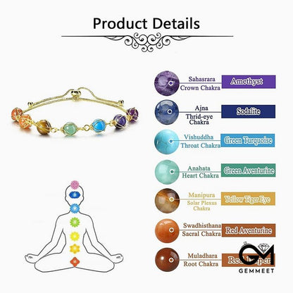 Chakra  Golden Color Adjustable Yoga Bracelet