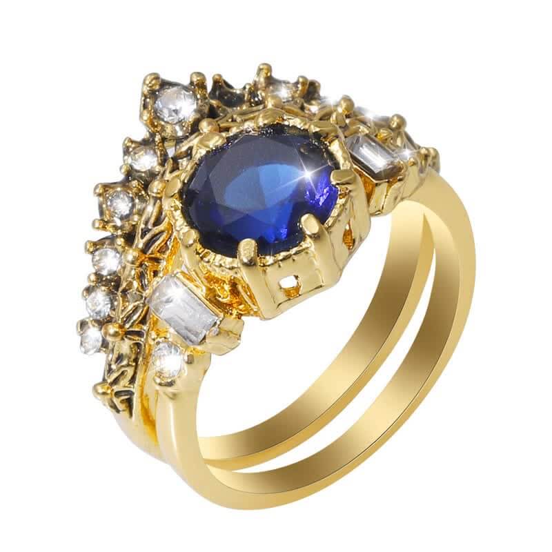 Bright Zircon Blue Round Sapphire Ring