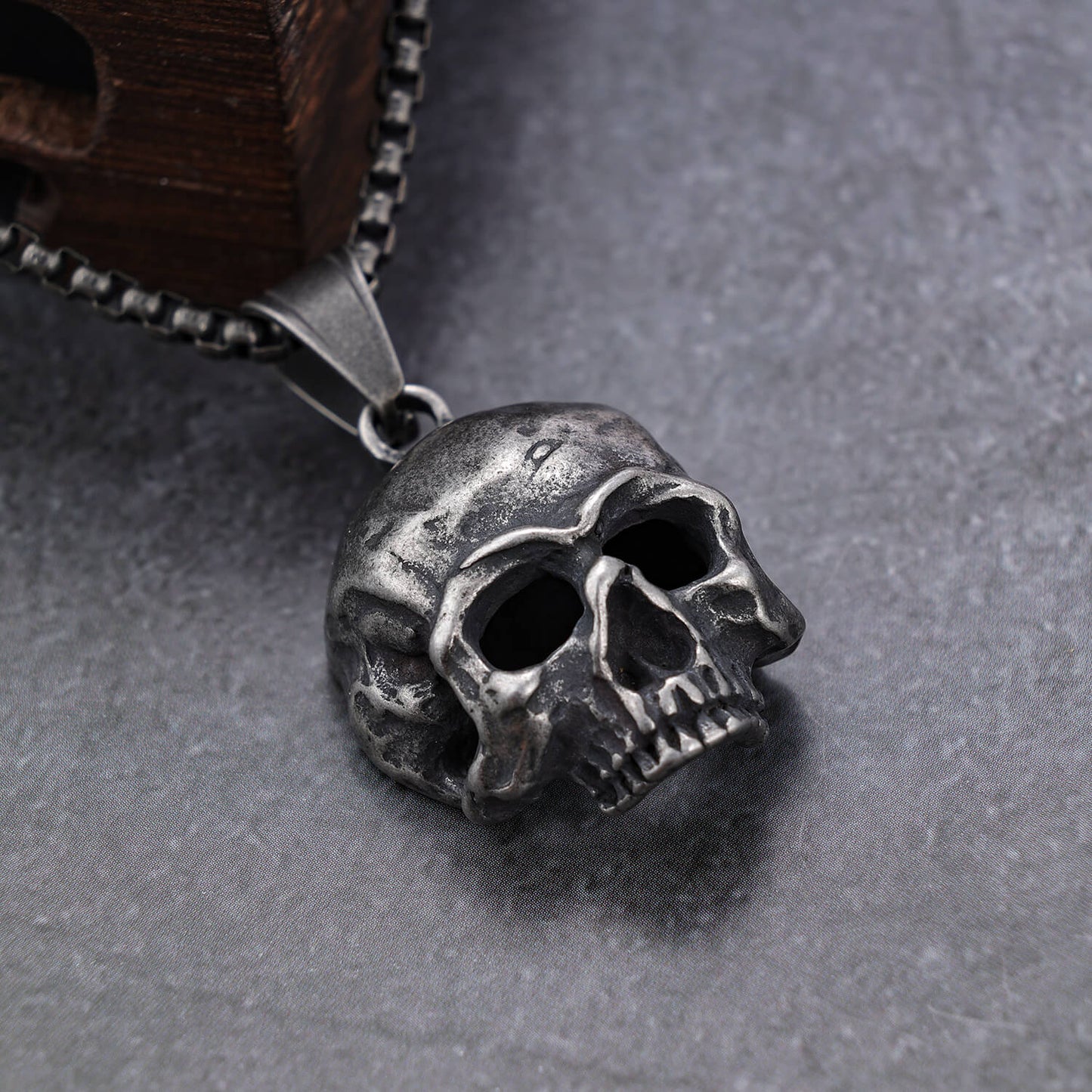 Vintage Stainless Steel Skull Pendant