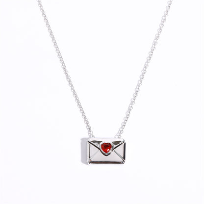 Cute Mail Box & 'I Love You' Card Pendant Necklace