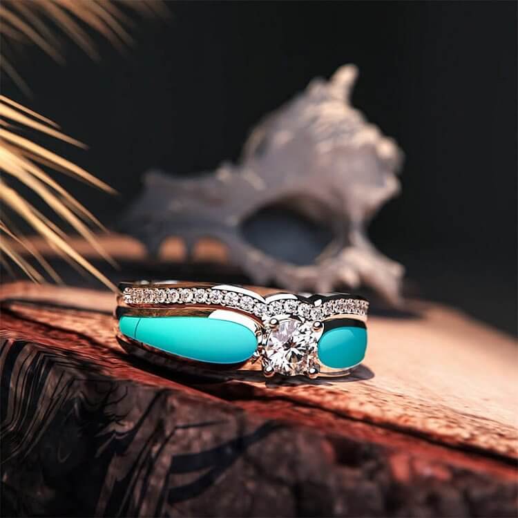 Blue Lagoon Turquoise 2 Piece Ring