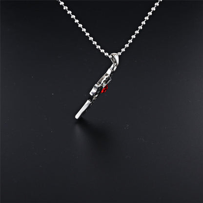 Cross Shaped Red Zirconia Pendant Punk