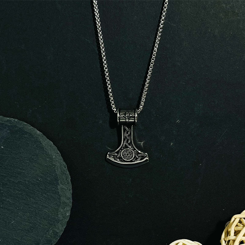 Vintage Viking Mythology Axe Pendant Necklace