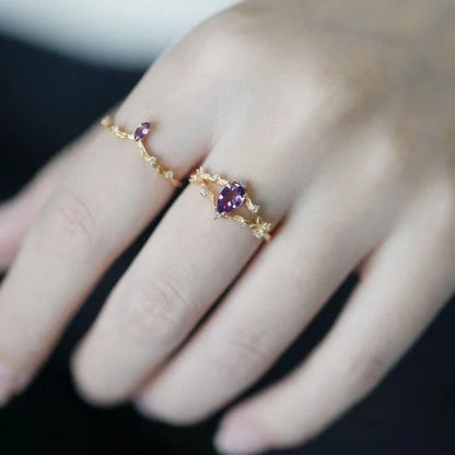 Vintage Floral Veiled Amethyst Ring