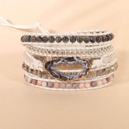 Agate Woven Leather Bracelet