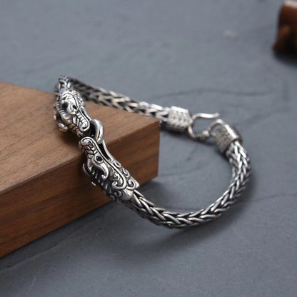 Double Dragon Woven Wide Bracelet