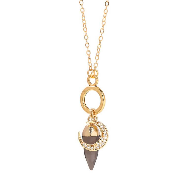 Bullet Crystal Zircon Moon Pendant Necklace