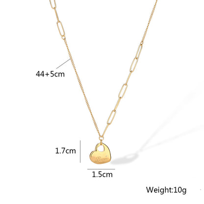 Golden Heart Shape Pendant Chain Necklace