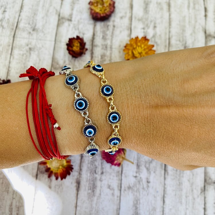 Evil Eye Pendant Gold Silver Bracelet