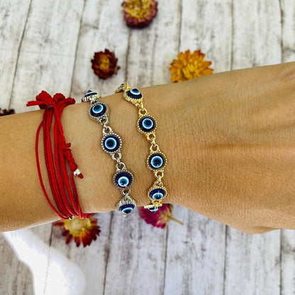 Evil Eye Pendant Gold Silver Bracelet