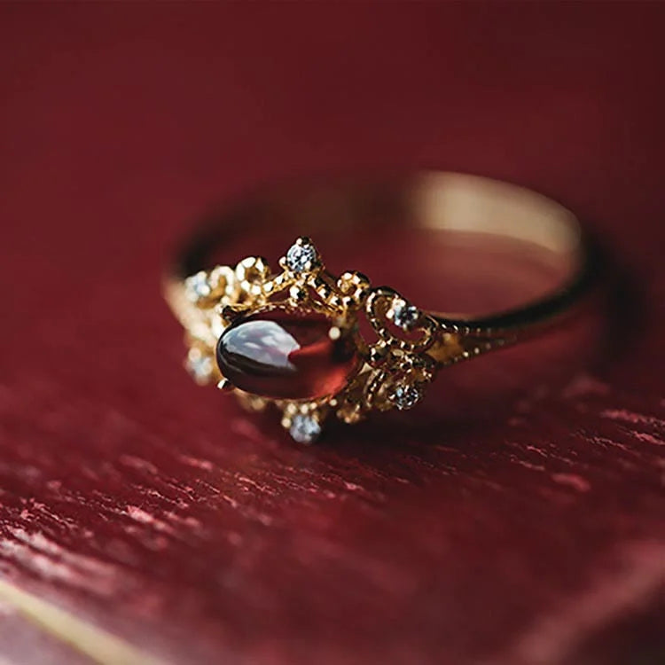 Night Rose-Natural Garnet Ring