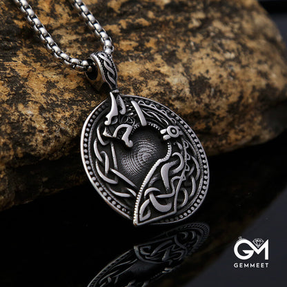 Viking Wolf Head Titanium Steel Necklace