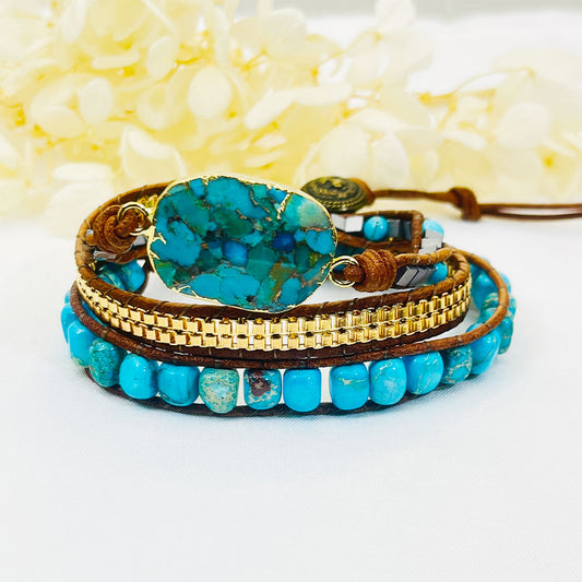 Woven Five-layer Turquoise Bracelet