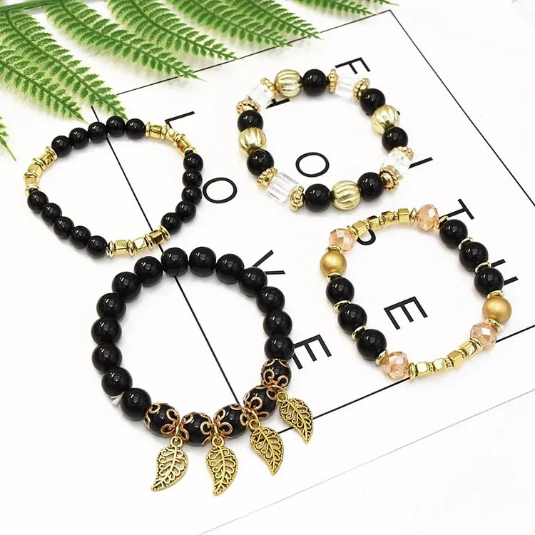 Bohemian Leaf Pendant Accessories Multilayer Bracelet Set