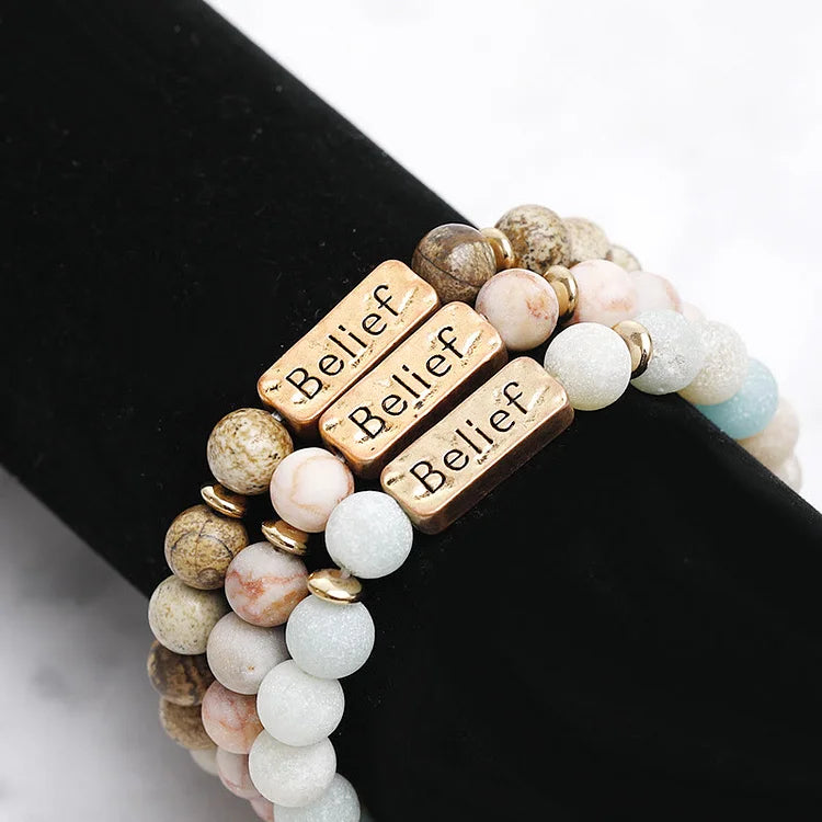 Natural Gemstone Belief Engraving Bracelet