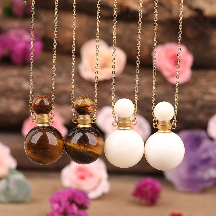 Round Stone Perfume Bottle Pendant Pendants Necklace