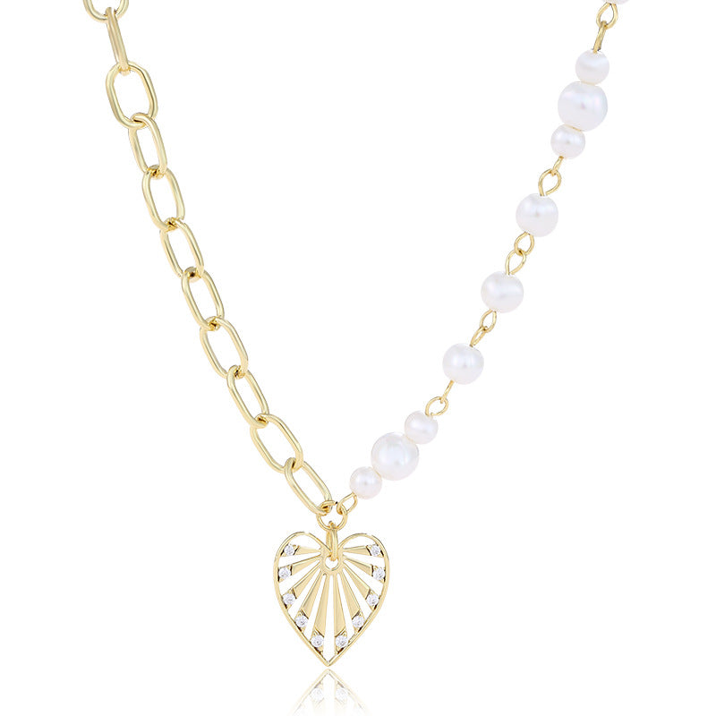 Stylish Spliced Imitation Pearl Heart-shaped Pendant