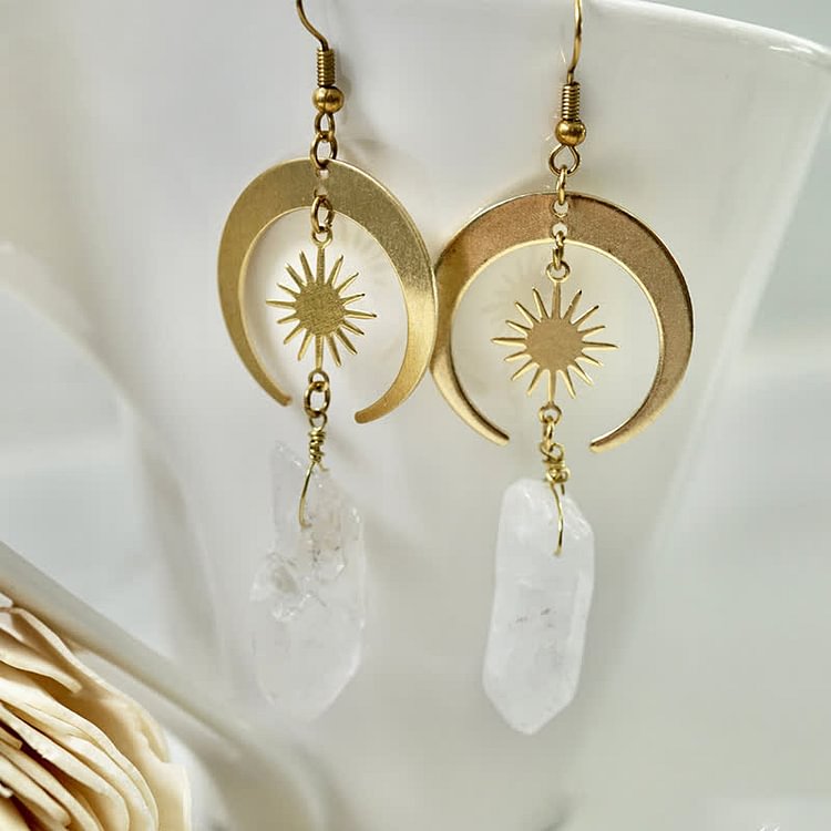 Bohemia Crescent Moon Clear Crystal Earrings