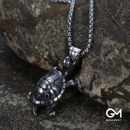 Vintage Stainless Steel Turtle Pendant