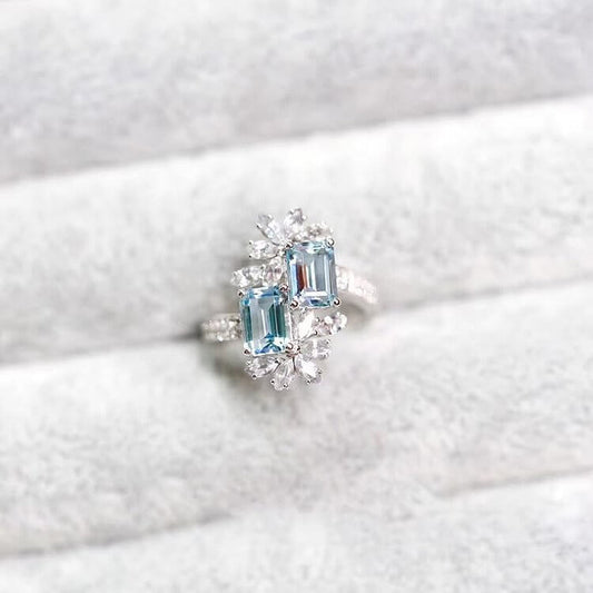 "Aqua Allure" Aquamarine Snowflake Ring